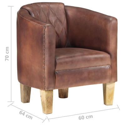 vidaXL Tub Chair Distressed Brown Real Leather