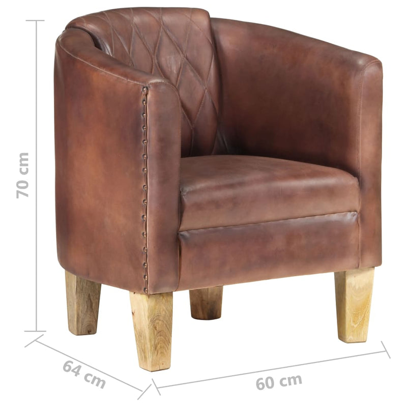 vidaXL Tub Chair Distressed Brown Real Leather