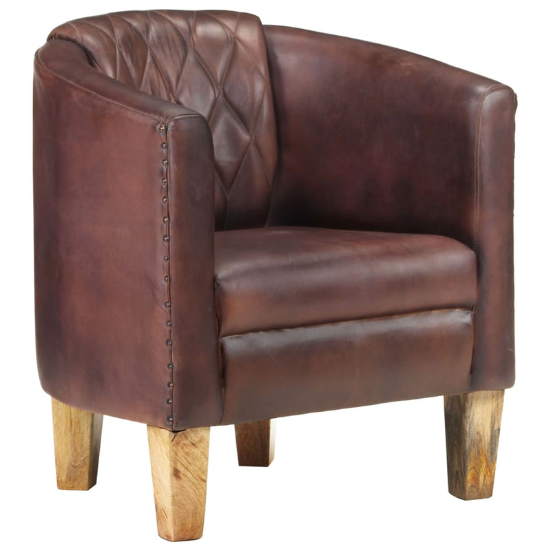 vidaXL Tub Chair Distressed Brown Real Leather