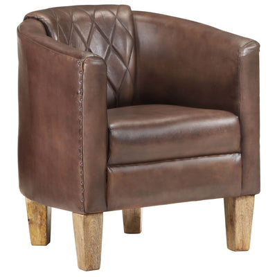 vidaXL Tub Chair Distressed Brown Real Leather