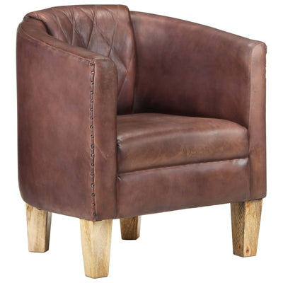 vidaXL Tub Chair Distressed Brown Real Leather