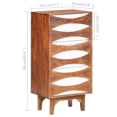 vidaXL Chest of Drawers 43.5x35x90 cm Solid Acacia Wood