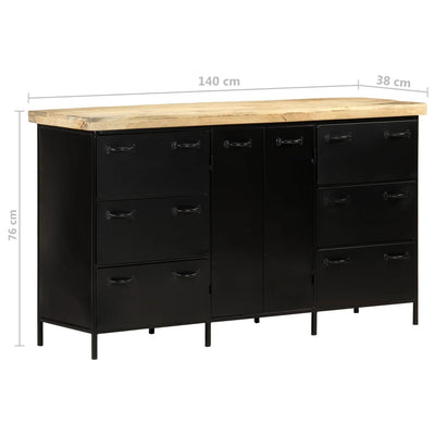 vidaXL Sideboard 140x38x76 cm Rough Mango Wood