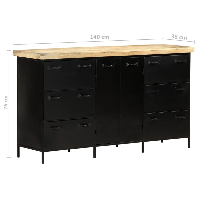 vidaXL Sideboard 140x38x76 cm Rough Mango Wood