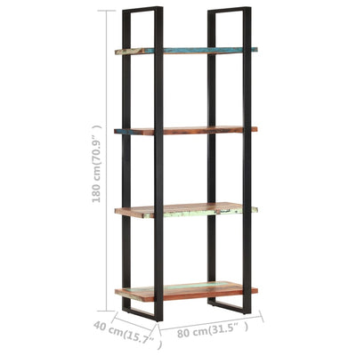 vidaXL 4-Tier Bookcase 80x40x180 cm Solid Reclaimed Wood