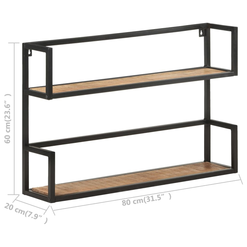 vidaXL Wall Shelf 80x20x60 cm Rough Mango Wood