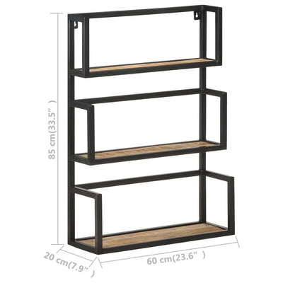 vidaXL Wall Shelf 60x20x85 cm Rough Mango Wood