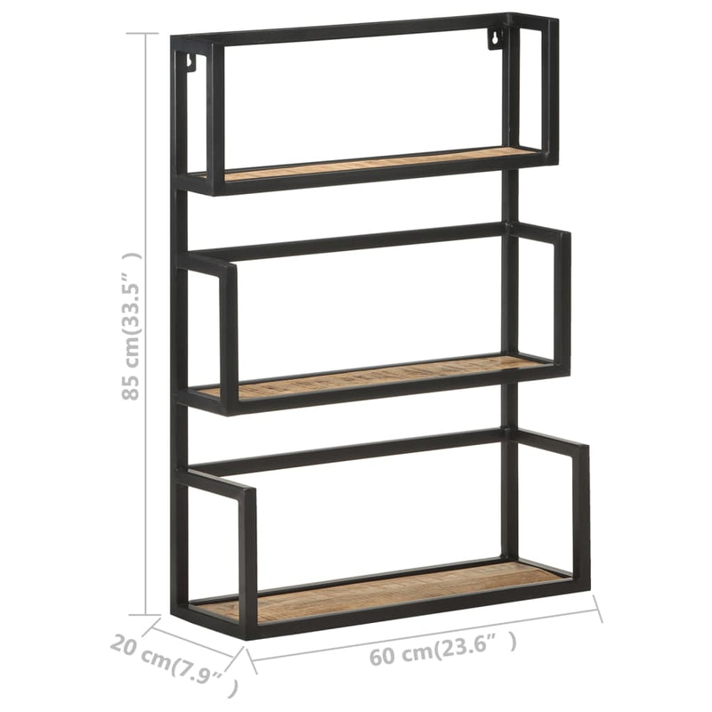 vidaXL Wall Shelf 60x20x85 cm Rough Mango Wood