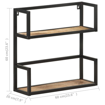 vidaXL Wall Shelf 80x20x60 cm Rough Mango Wood