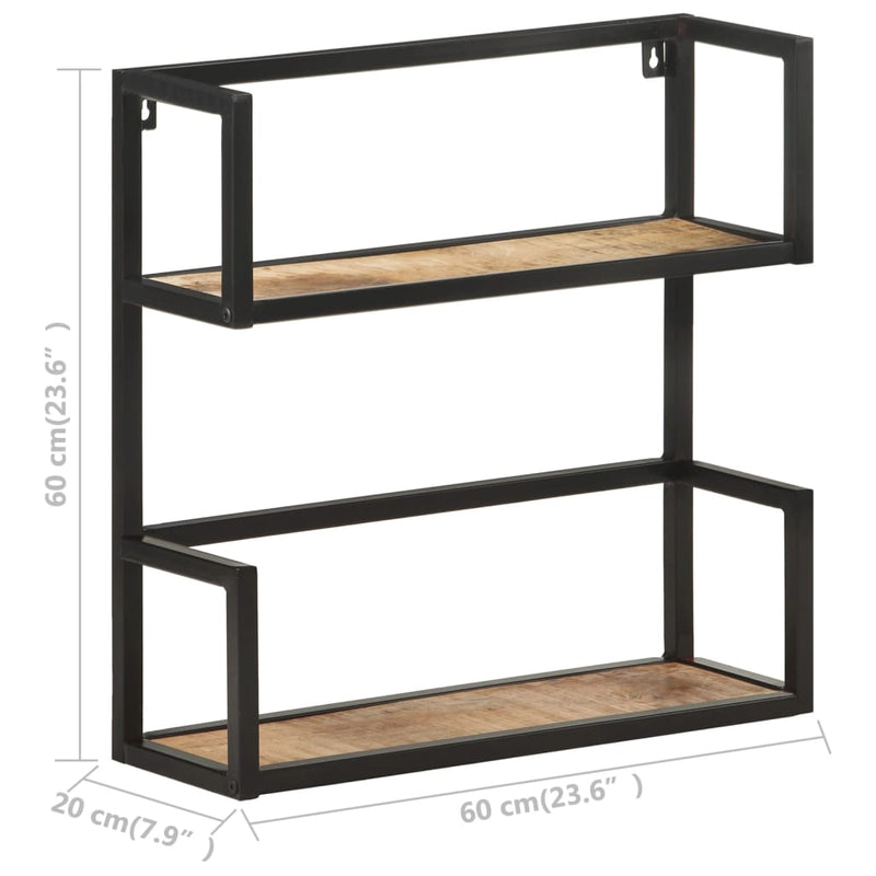 vidaXL Wall Shelf 80x20x60 cm Rough Mango Wood