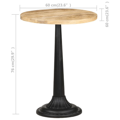 vidaXL Bistro Table 60x60x77 cm Rough Mango Wood