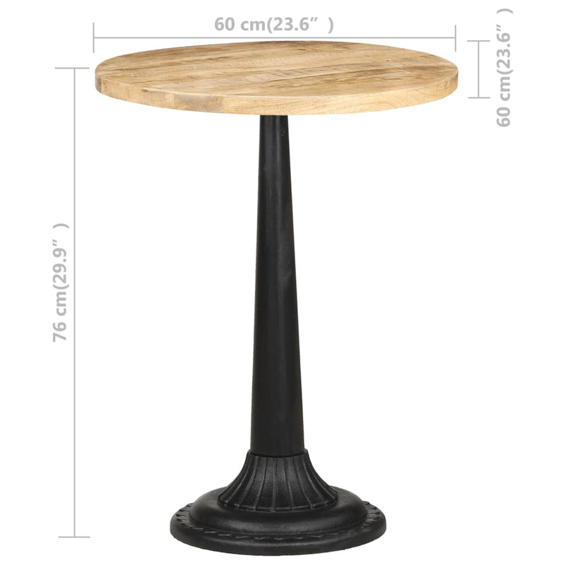 vidaXL Bistro Table 60x60x77 cm Rough Mango Wood