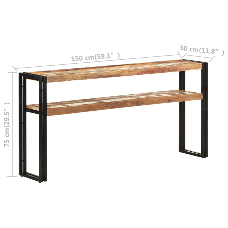 vidaXL Console Table 150x30x75 cm Solid Reclaimed Wood