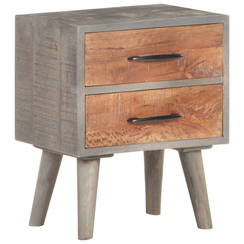 vidaXL Bedside Cabinet Grey 40x30x50 cm Solid Rough Mango Wood