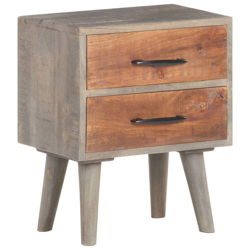 vidaXL Bedside Cabinet Grey 40x30x50 cm Solid Rough Mango Wood