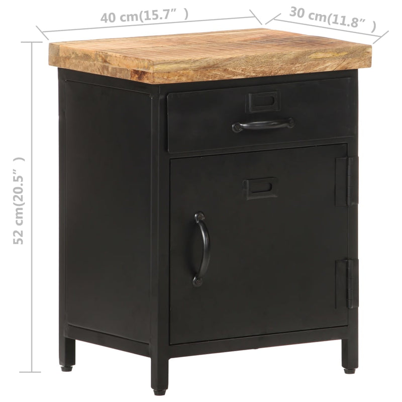 vidaXL Bedside Cabinet 40x30x52 cm Rough Mango Wood
