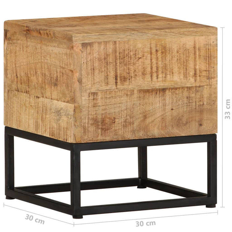 vidaXL Side Table 30x30x33 cm Rough Mango Wood