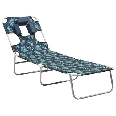 vidaXL Folding Sun Lounger with Head Cushion Steel Turqoise Blue