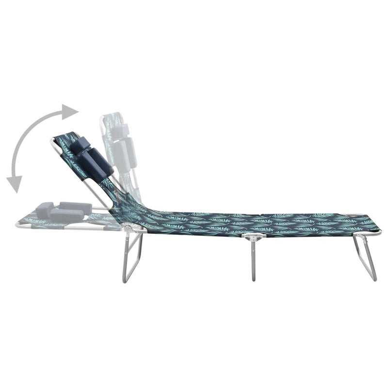 vidaXL Folding Sun Lounger with Head Cushion Steel Turqoise Blue