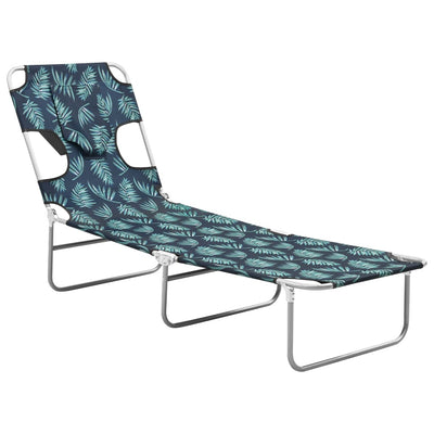 vidaXL Folding Sun Lounger with Head Cushion Steel Turqoise Blue