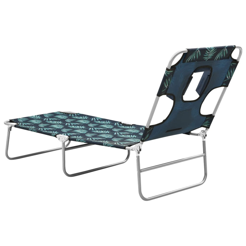 vidaXL Folding Sun Lounger with Head Cushion Steel Turqoise Blue