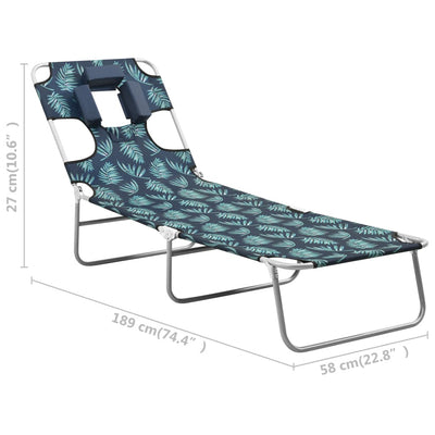 vidaXL Folding Sun Lounger with Head Cushion Steel Turqoise Blue