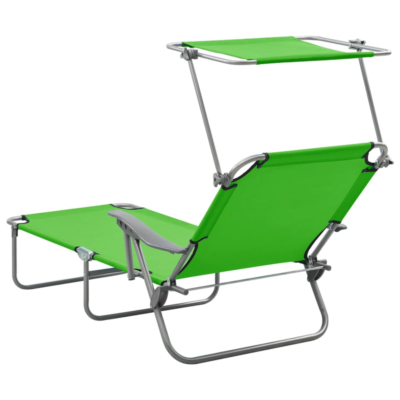 vidaXL Sun Lounger with Canopy Steel Blue