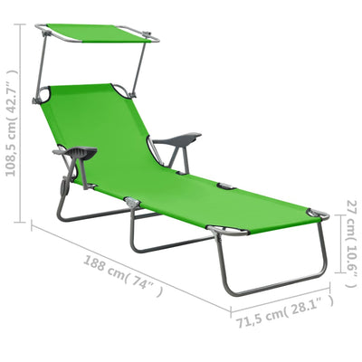 vidaXL Sun Lounger with Canopy Steel Blue