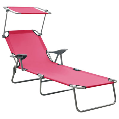 vidaXL Sun Lounger with Canopy Steel Blue