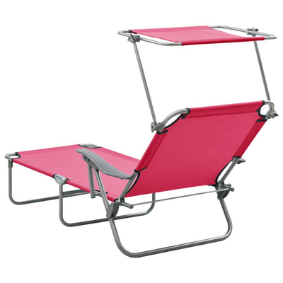 vidaXL Sun Lounger with Canopy Steel Blue