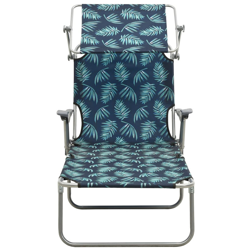 vidaXL Sun Lounger with Canopy Steel Blue