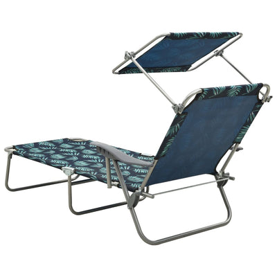 vidaXL Sun Lounger with Canopy Steel Blue