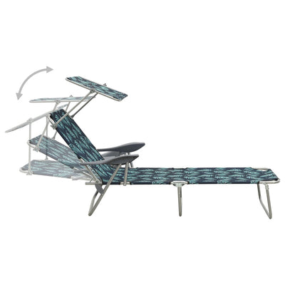 vidaXL Sun Lounger with Canopy Steel Blue