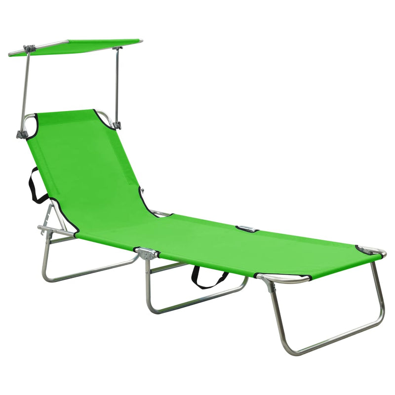 vidaXL Folding Sun Lounger with Canopy Blue Aluminium
