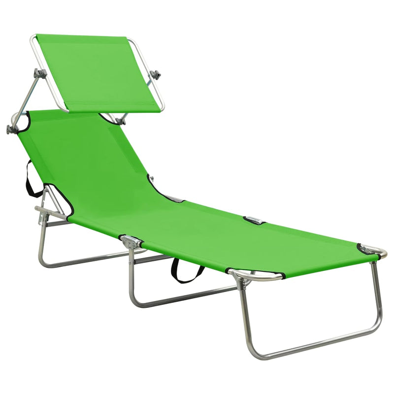 vidaXL Folding Sun Lounger with Canopy Blue Aluminium