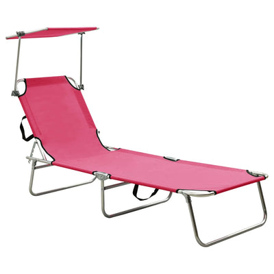 vidaXL Folding Sun Lounger with Canopy Blue Aluminium