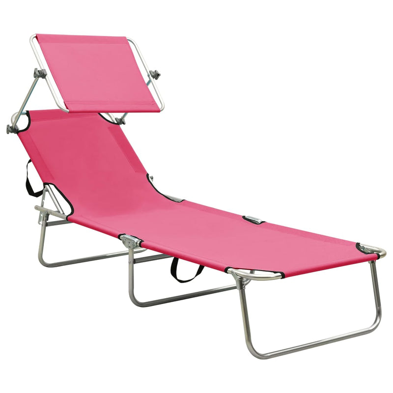 vidaXL Folding Sun Lounger with Canopy Blue Aluminium