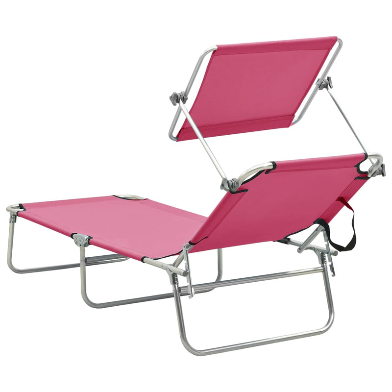 vidaXL Folding Sun Lounger with Canopy Blue Aluminium