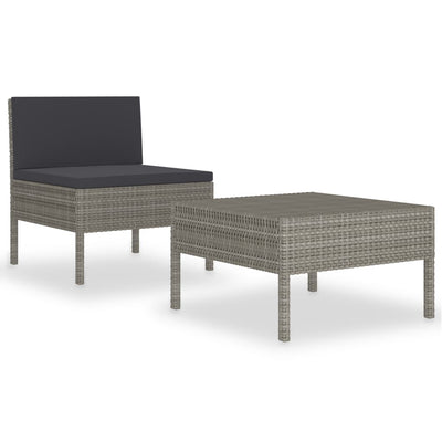 vidaXL 2 Piece Garden Lounge Set with Cushions Poly Rattan Brown