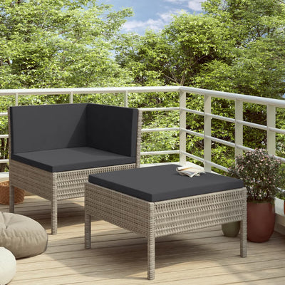 vidaXL 2 Piece Garden Lounge Set with Cushions Poly Rattan Brown
