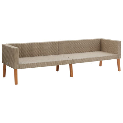 vidaXL 3-Seater Garden Sofa with Cushions Poly Rattan Beige