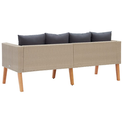 vidaXL 2-Seater Garden Sofa with Cushions Poly Rattan Beige