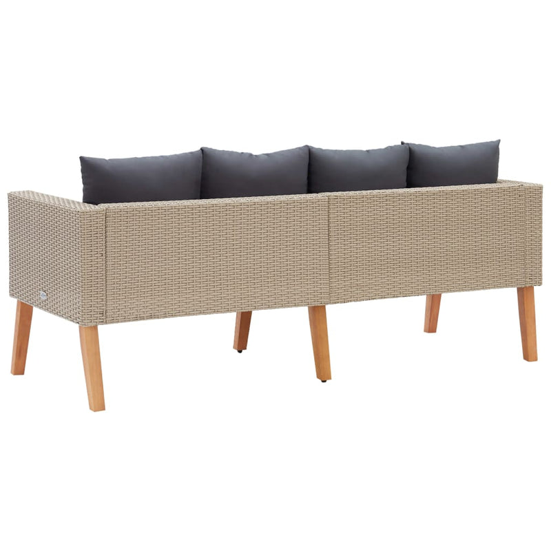vidaXL 2-Seater Garden Sofa with Cushions Poly Rattan Beige