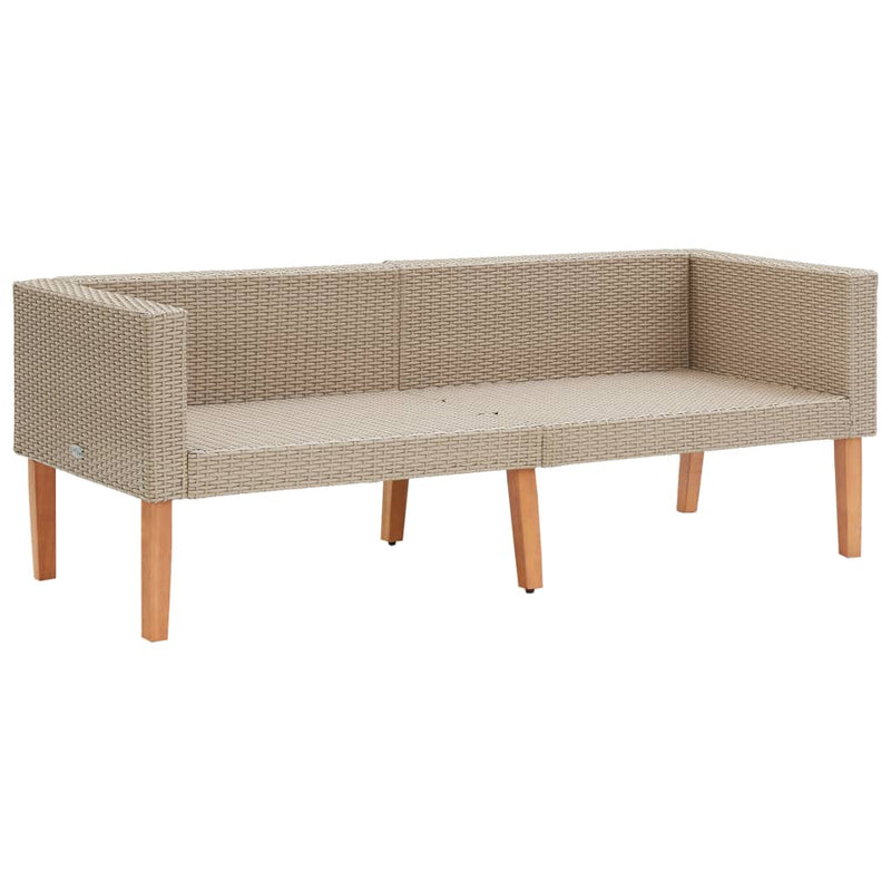 vidaXL 2-Seater Garden Sofa with Cushions Poly Rattan Beige