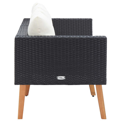 vidaXL 2-Seater Garden Sofa with Cushions Poly Rattan Beige