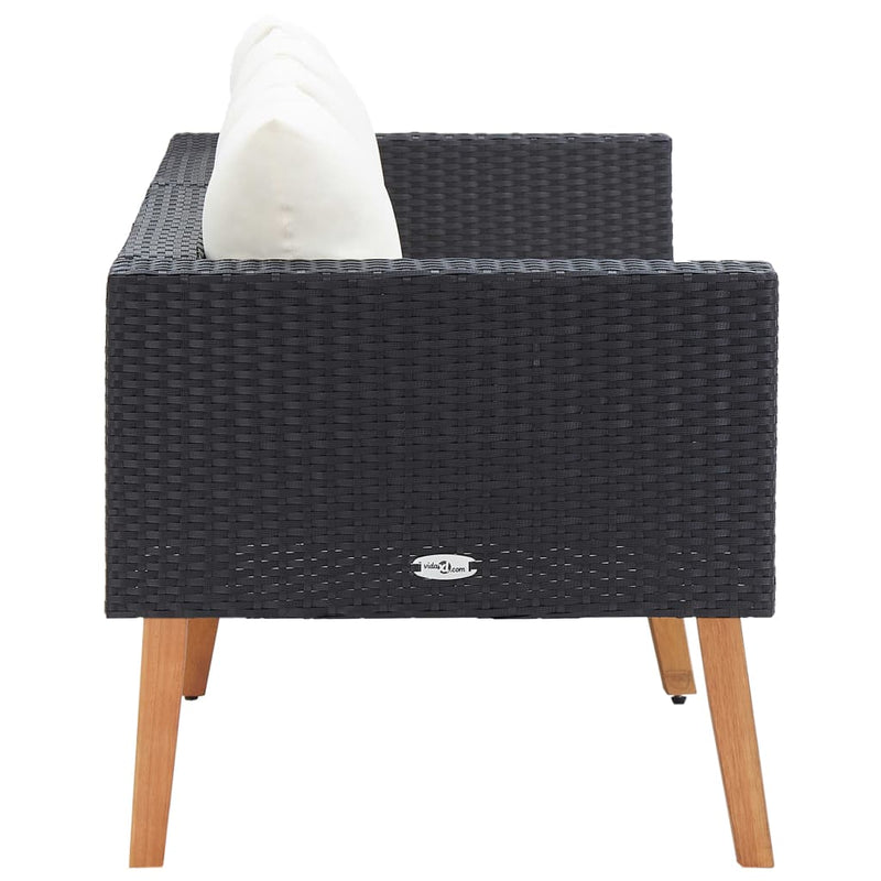 vidaXL 2-Seater Garden Sofa with Cushions Poly Rattan Beige