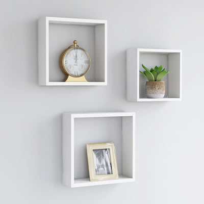vidaXL Wall Cube Shelves 3 pcs Black MDF