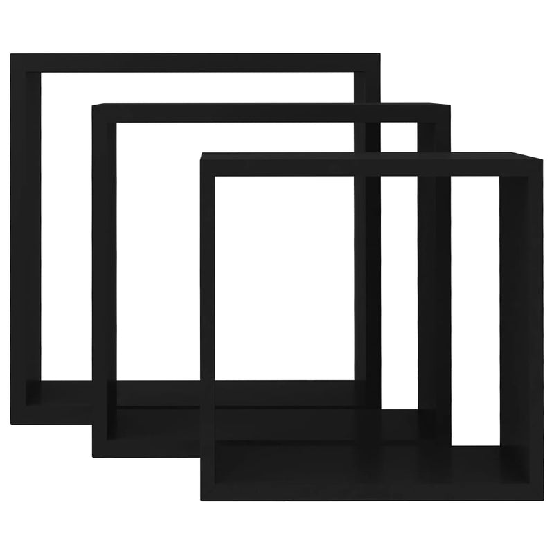 vidaXL Wall Cube Shelves 3 pcs Black MDF