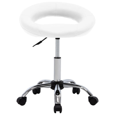 vidaXL Rolling Work Chair White Faux Leather