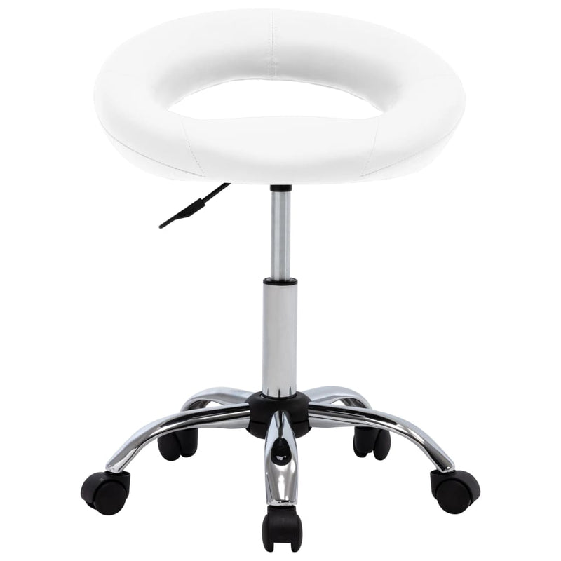 vidaXL Rolling Work Chair White Faux Leather